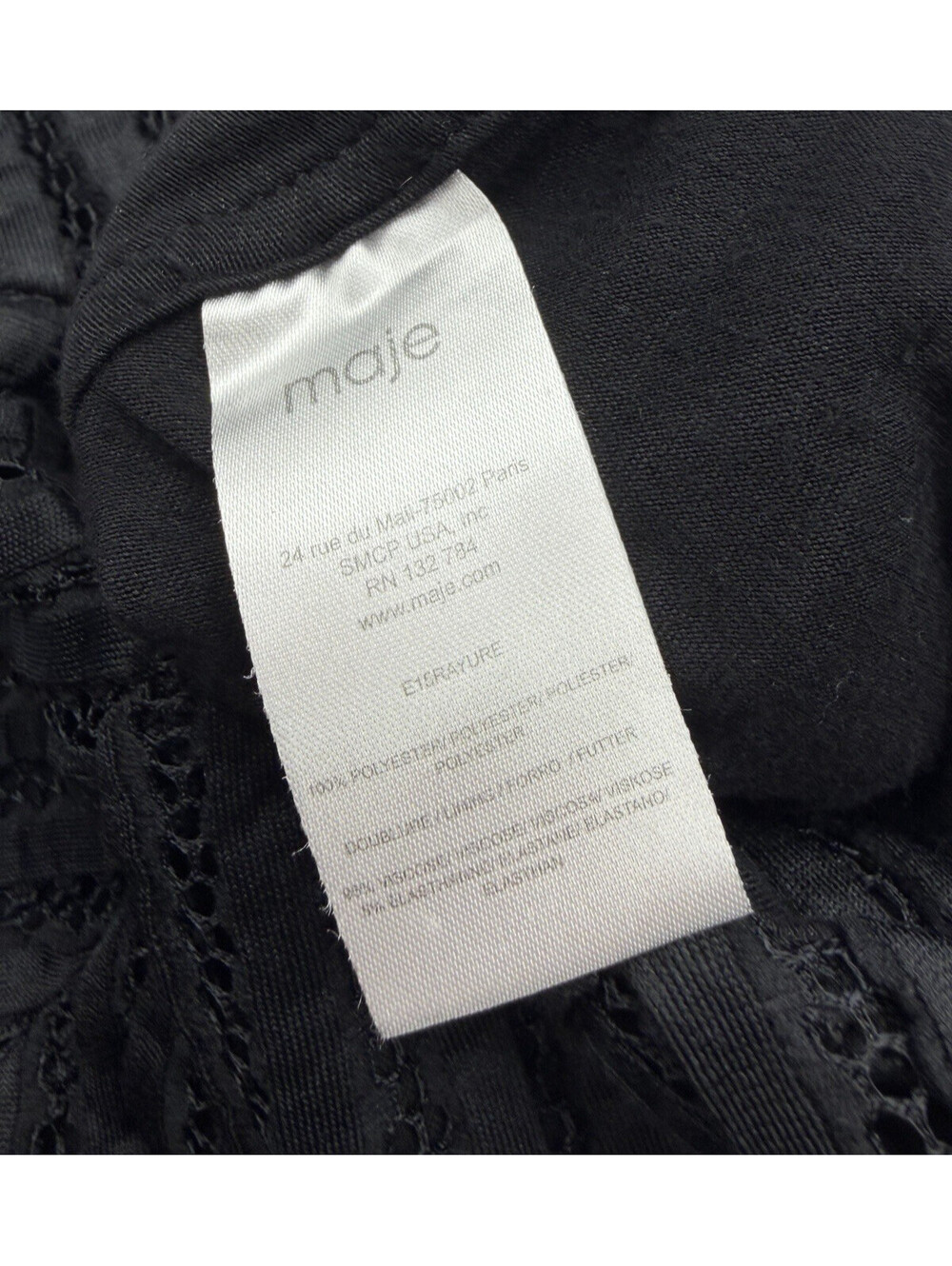 Maje Rayure Mesh Jersey Mini Dress Black Size 3 | L - Picture 6 of 6